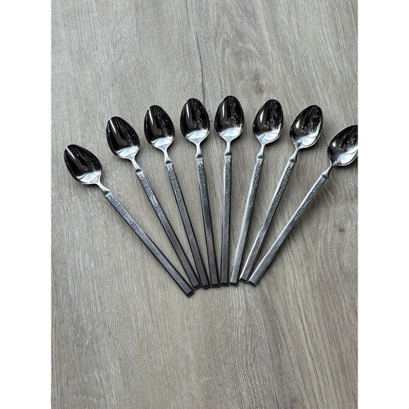 Vintage Salem Stainless Scrolls Iced Tea Spoons 7.5" Set of 8 Japan MCM Rare - Picture 6 of 14